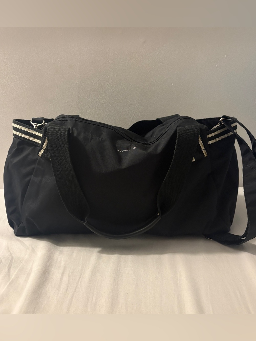 Agnès b. VOYAGE Black Nylon 2-Way Boston Duffel Bag / Weekender